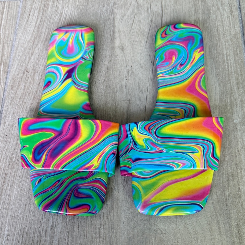 Colorful Swirl Slide Sandals